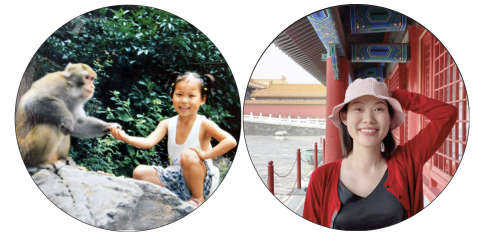 side-by-side images of Ying Li as a child and an adult